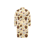 Coconut Pattern Print Design 05 Men's Long Sleeve Belted Night Robe