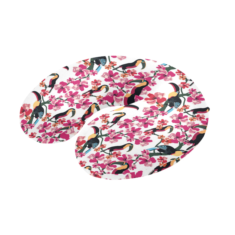 Toucan flower design pattern U-Shaped Travel Neck Pillow