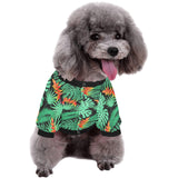heliconia flower palm monstera leaves black backgr All Over Print Pet Dog Round Neck Fuzzy Shirt