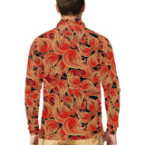 Fire flame pattern Men's Long Sleeve Polo Shirt