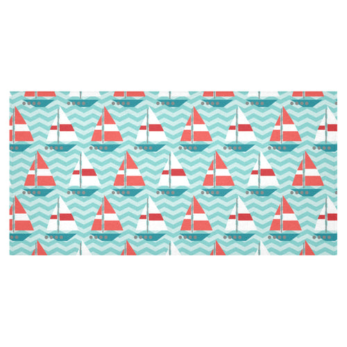 Red White sailboat wave background Tablecloth