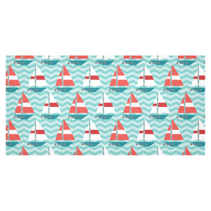 Red White sailboat wave background Tablecloth