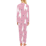 Llama Alpaca pink background Women's All Over Print Pajama Set