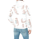Cute sea otters pattern Men's Padded Hooded Jacket