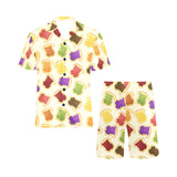 Bread Toast Pattern Print Design 02 Men's V-Neck Short Pajama Set