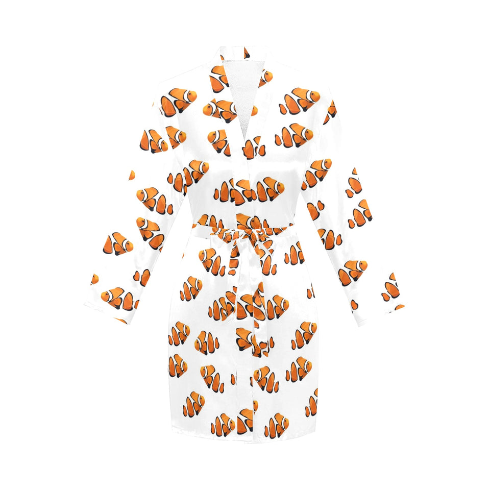Clown Fish Pattern Print Design 03 Women's Long Sleeve Belted Night Robe