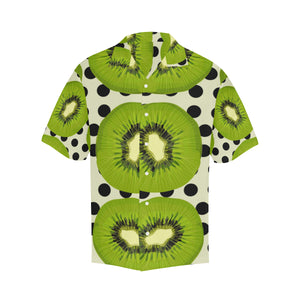 kiwi black dot background Men's All Over Print Hawaiian Shirt