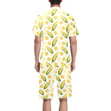 Corn Pattern Print Design 05 Men's V-Neck Short Pajama Set