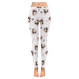 Cute pugs pink heart paw pattern Women's Legging Fulfilled In US