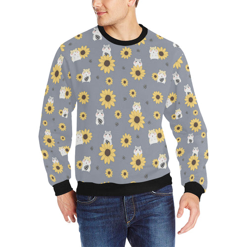 Cute hamster sunflower pattern background Men's Crew Neck Sweatshirt