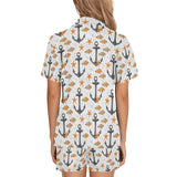 Clown Fish Pattern Print Design 02 Women's V-Neck Short Pajama Set
