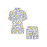 Duck Pattern Print Design 01 Women's V-Neck Short Pajama Set