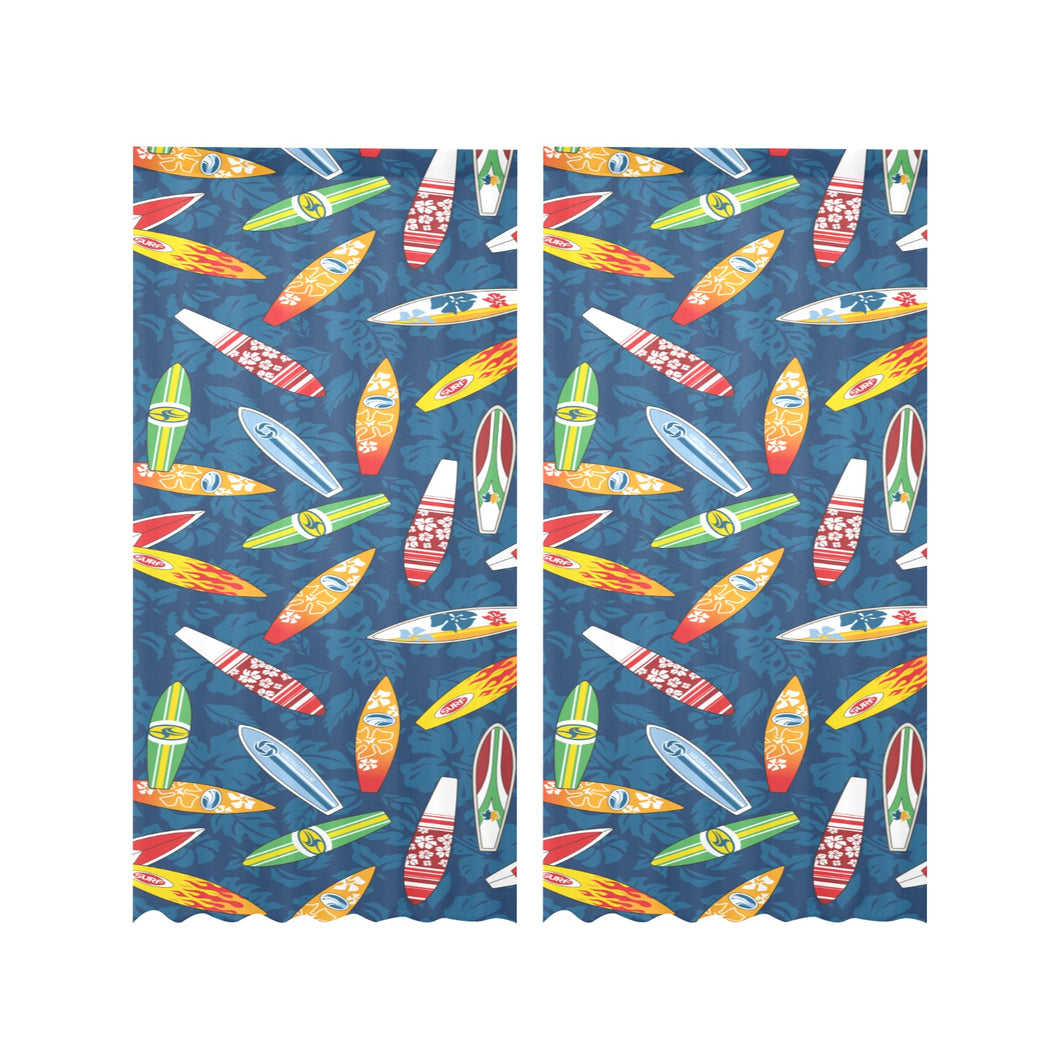 Surfboard Pattern Print Design 01 Gauze Curtain
