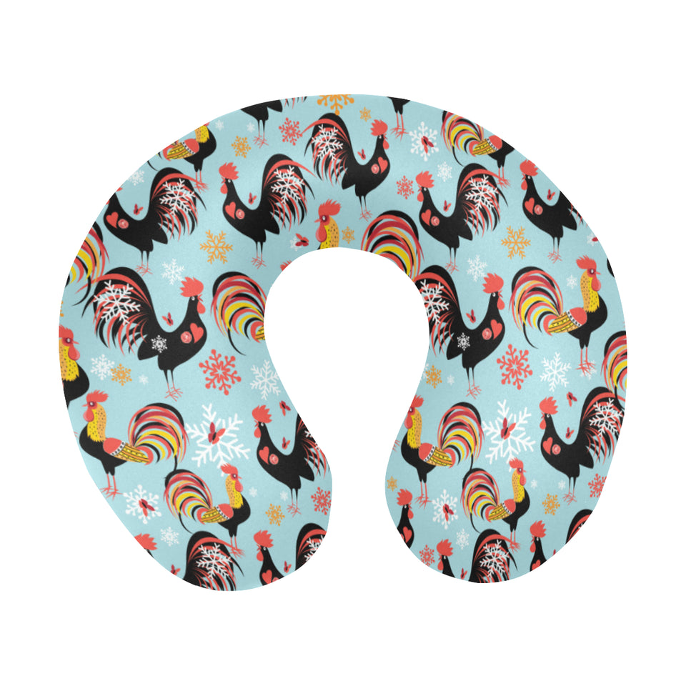 Rooster chicken cock snowfalke U-Shaped Travel Neck Pillow