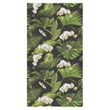 White orchid flower tropical leaves pattern blackg Bath Towel