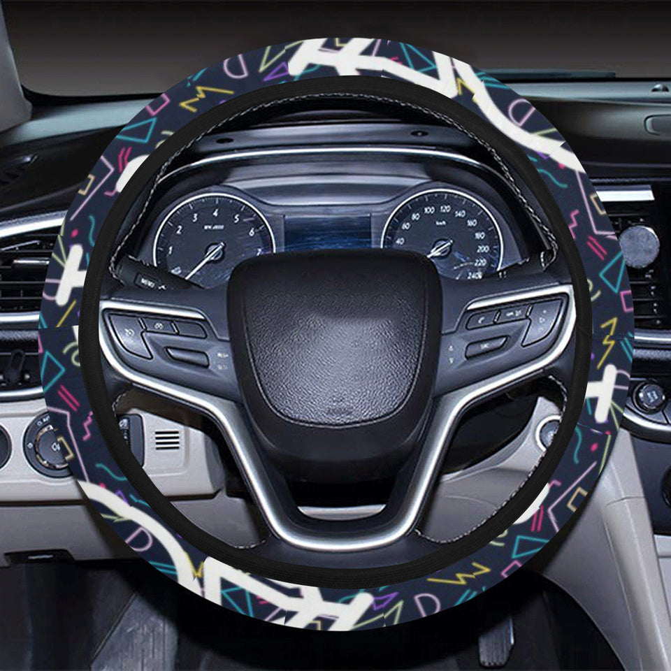 Bicycle Pattern Print Design 03 Car Steering Wheel Cover