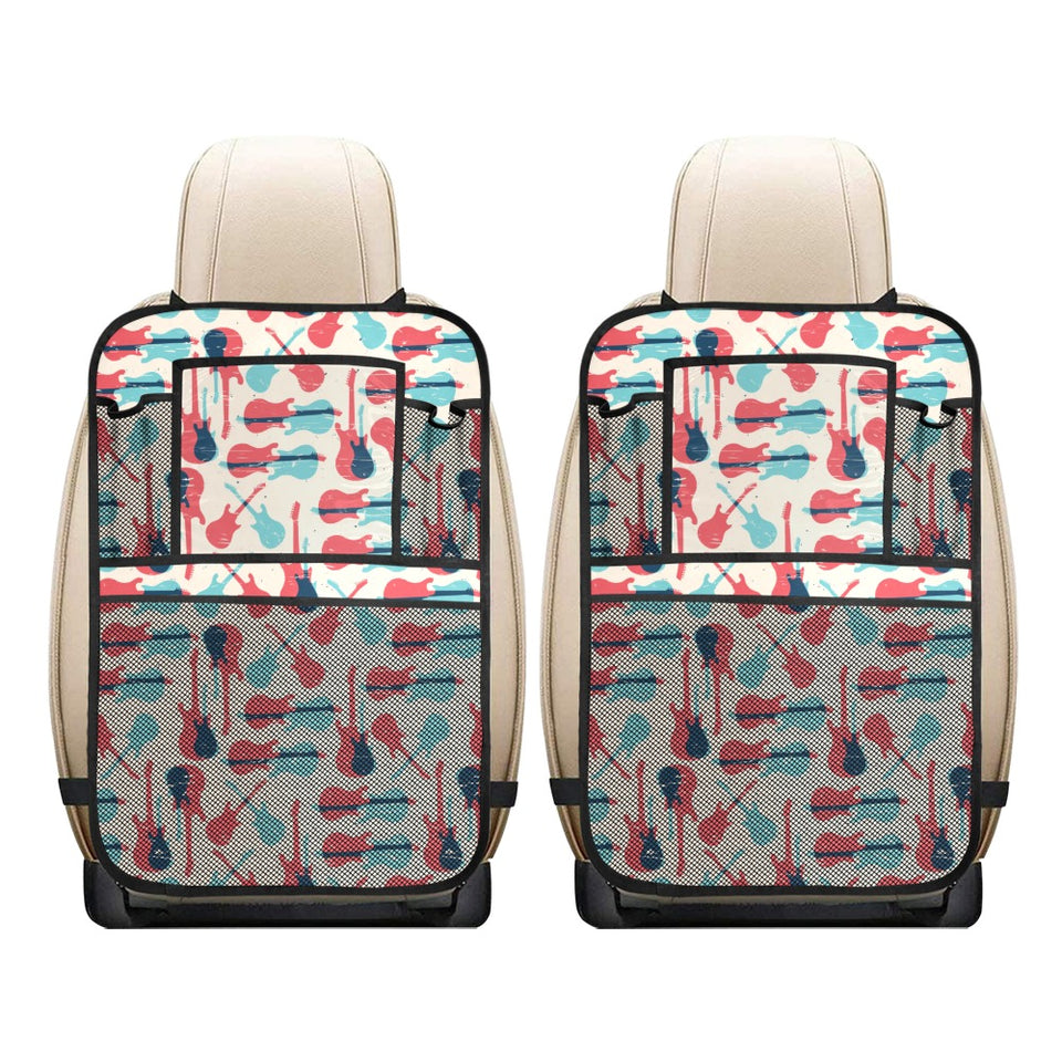 Red Blue guitar pattern Car Seat Back Organizer