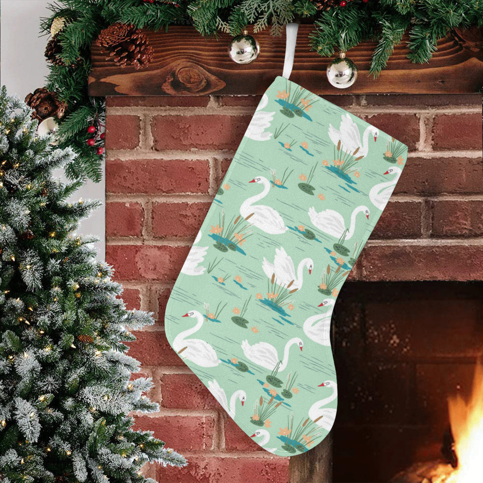 White swan lake pattern Christmas Stocking