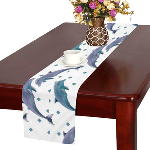 Dolphins pattern dotted background Table Runner