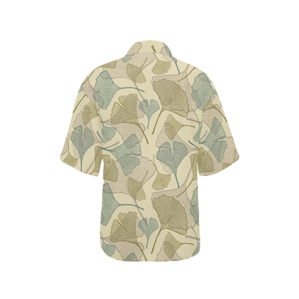 Ginkgo leaves design pattern Women's All Over Print Hawaiian Shirt