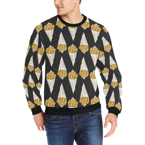 French fries dark background Men's Crew Neck Sweatshirt