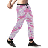 Pink flamingo flower pattern Unisex Casual Sweatpants