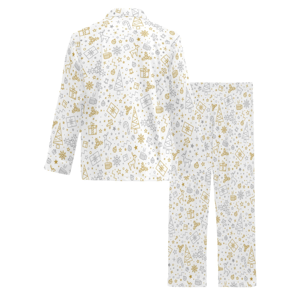 Christmas tree Christmas element Silver gold patte Men's Long Pajama Set