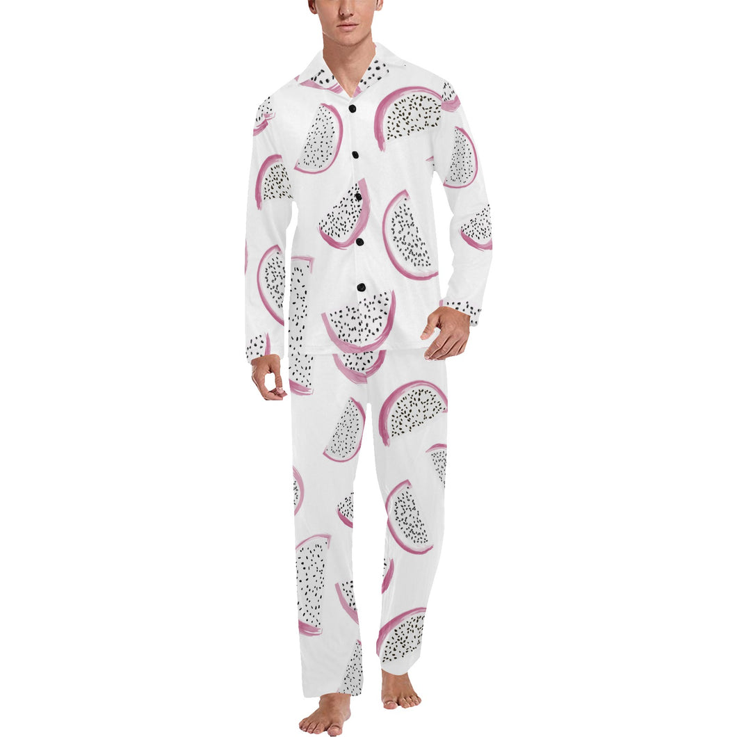 dragon fruit pattern Men's Long Pajama Set