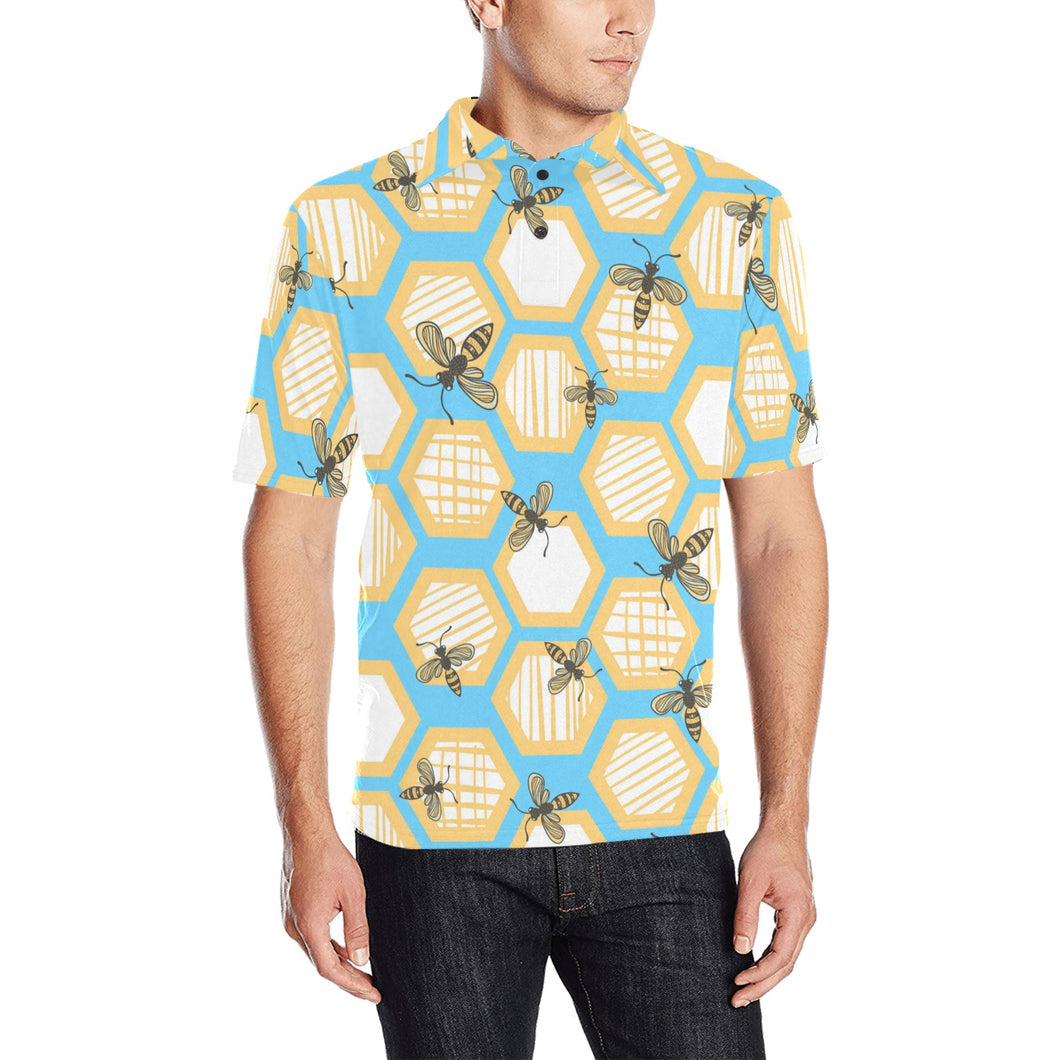 Bee honeycomb pattern Men's All Over Print Polo Shirt