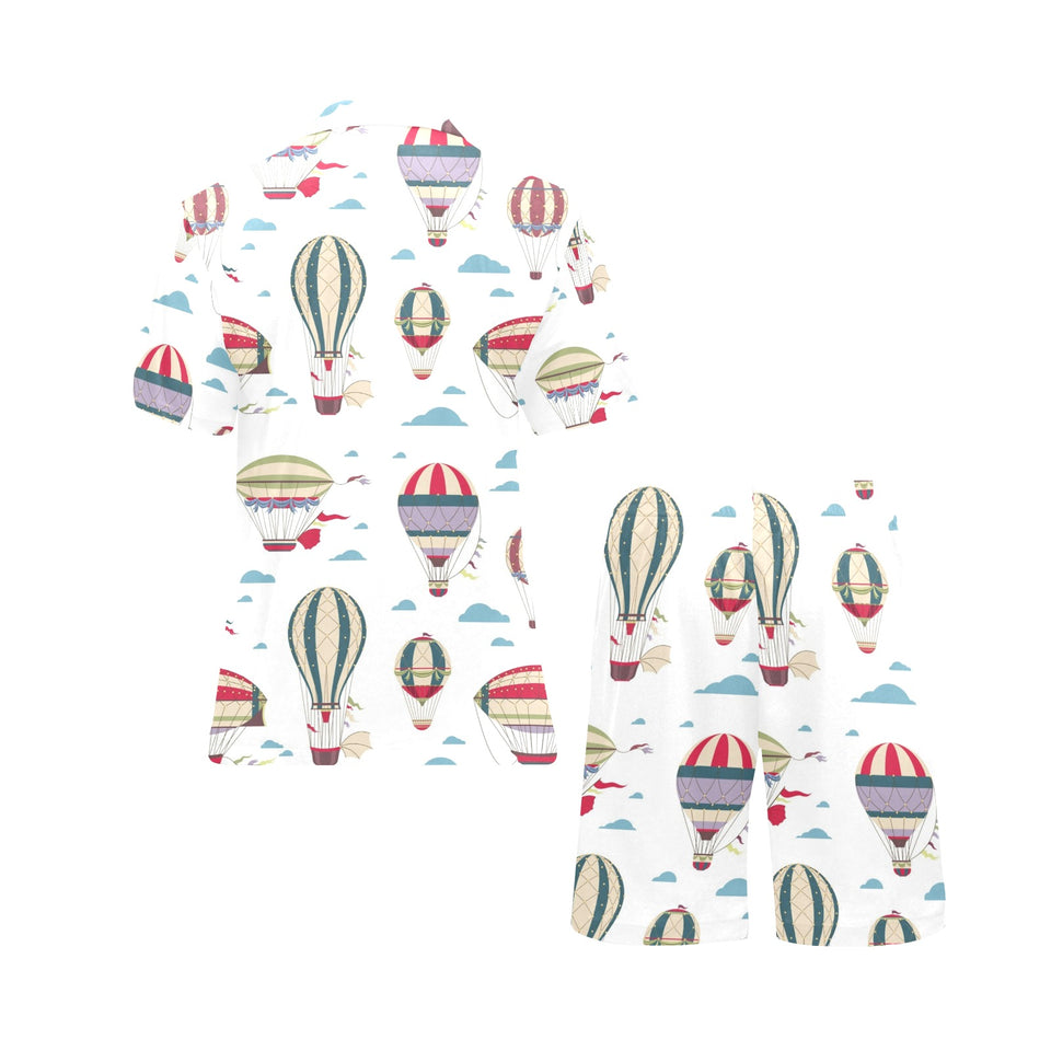 Hot air balloon pattern Men's V-Neck Short Pajama Set