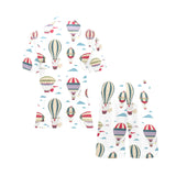 Hot air balloon pattern Men's V-Neck Short Pajama Set