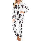 Ninja pattern plaid background Women's Long Pajama Set
