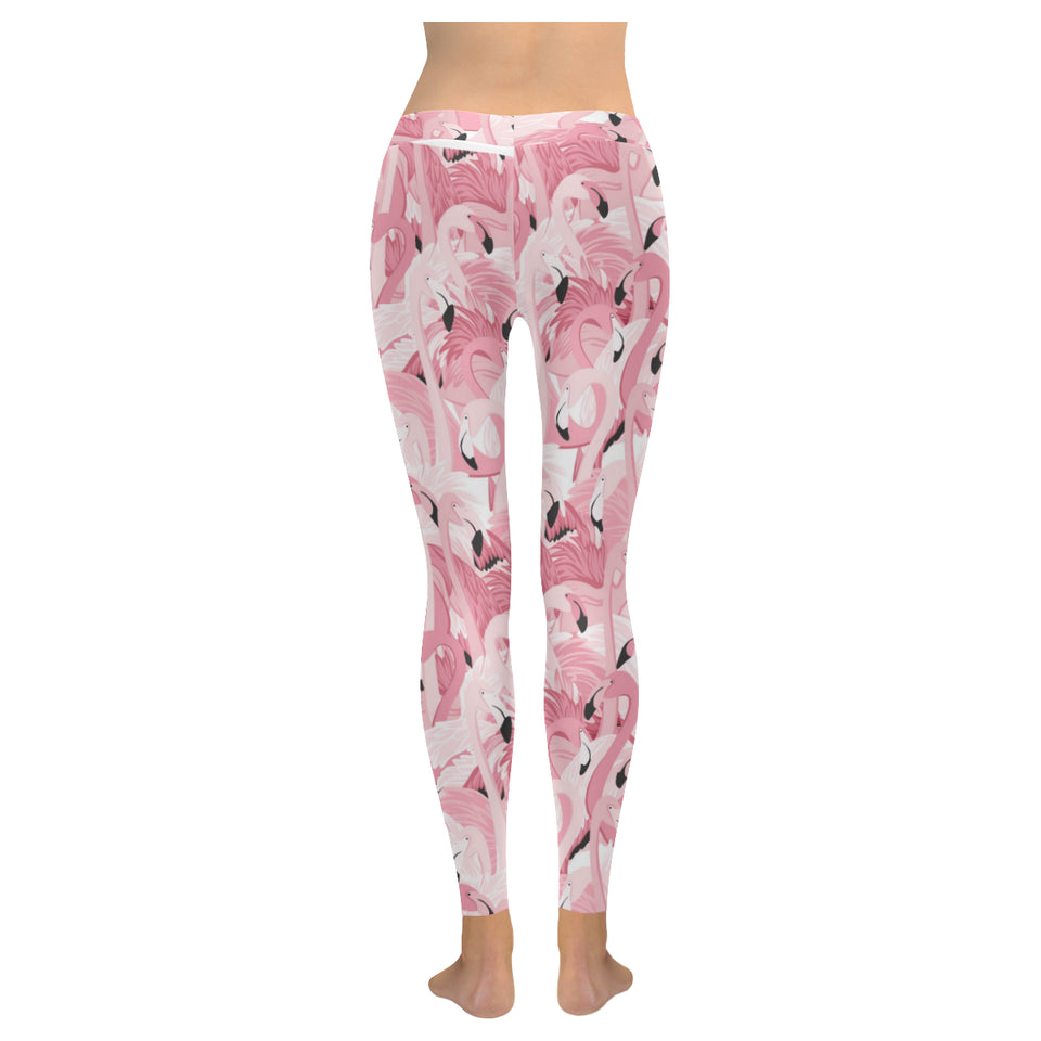 Pink flamingos pattern background Women's Legging Fulfilled In US