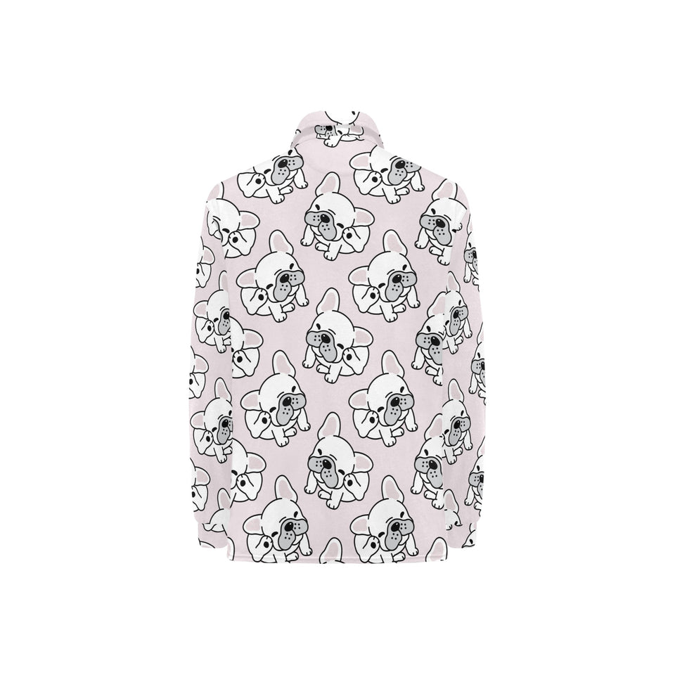 Cute french bulldog pattern Women's Long Sleeve Polo Shirt