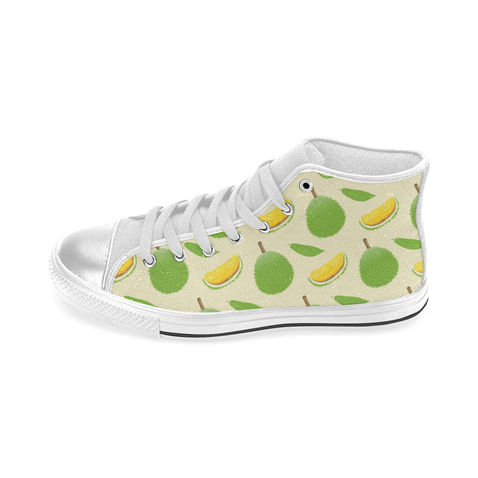 Durian pattern Women's High Top Canvas Shoes White