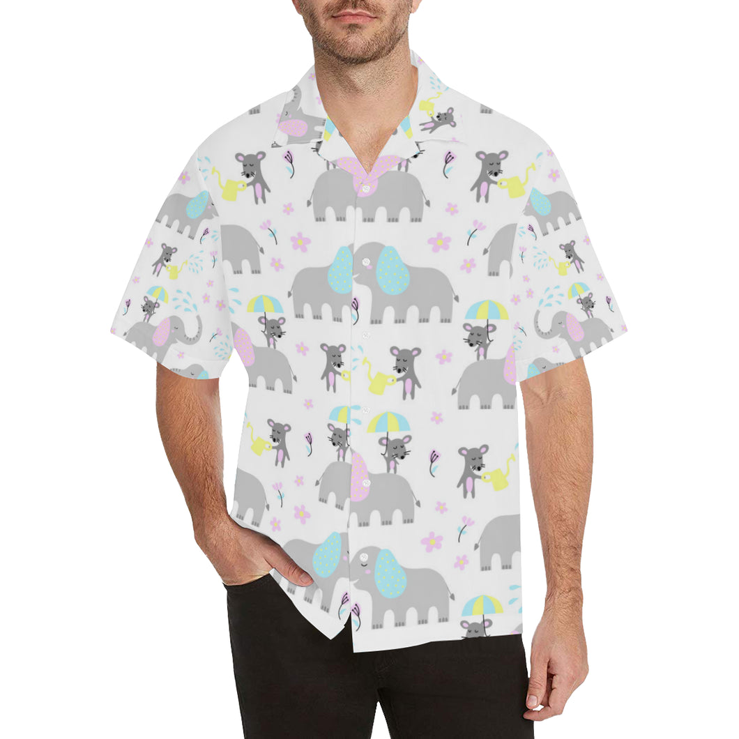 Cute elephant mouse pattern Men's All Over Print Hawaiian Shirt