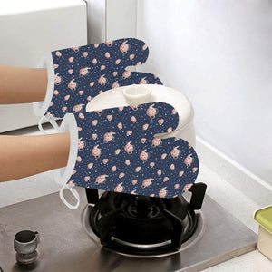 Tea pots Pattern Print Design 04 Heat Resistant Oven Mitts