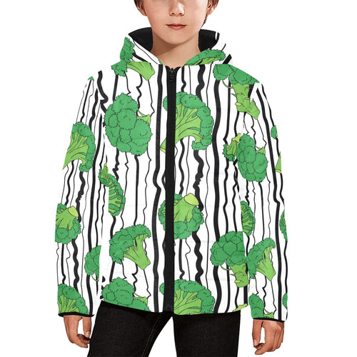 Cool Broccoli pattern Kids' Boys' Girls' Padded Hooded Jacket