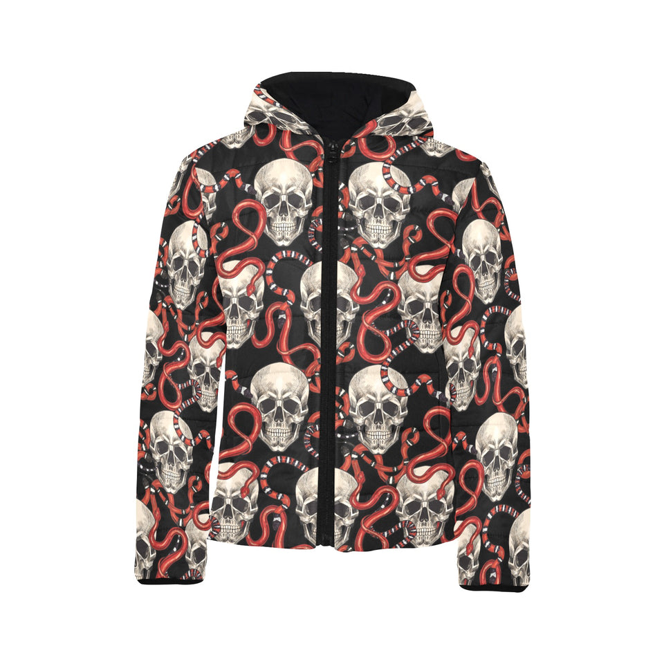 Red snake skull pattern Kids' Boys' Girls' Padded Hooded Jacket