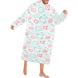 Clock time pattern blackground Blanket Robe with Sleeves