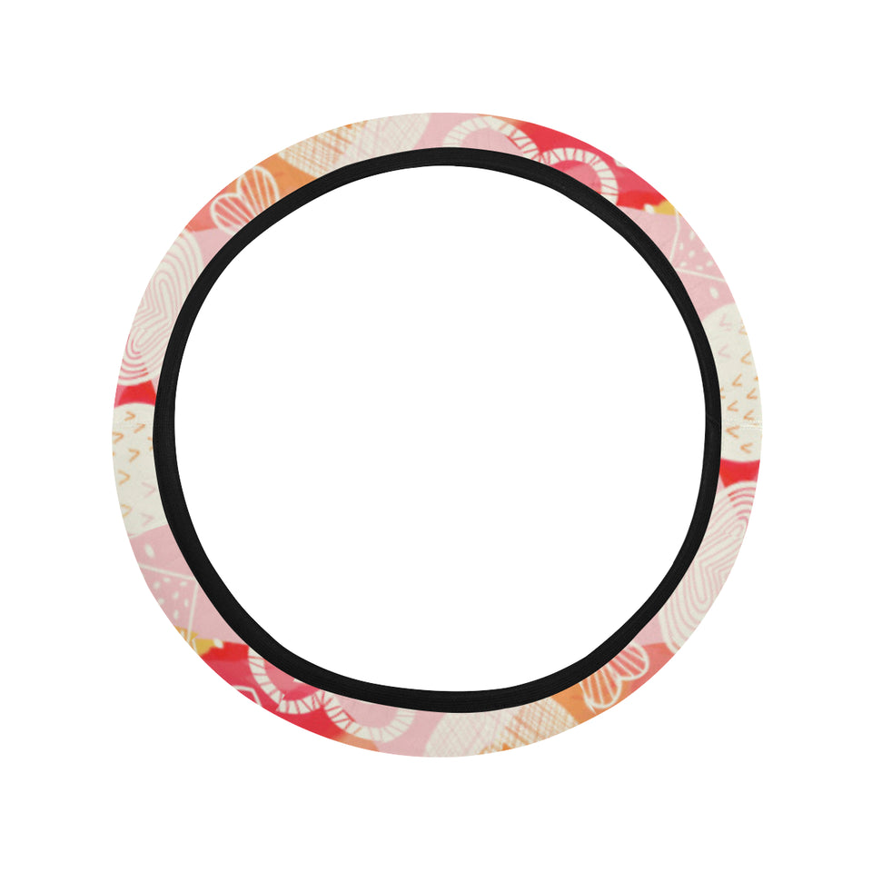 Hand drawn heart design pattern Car Steering Wheel Cover