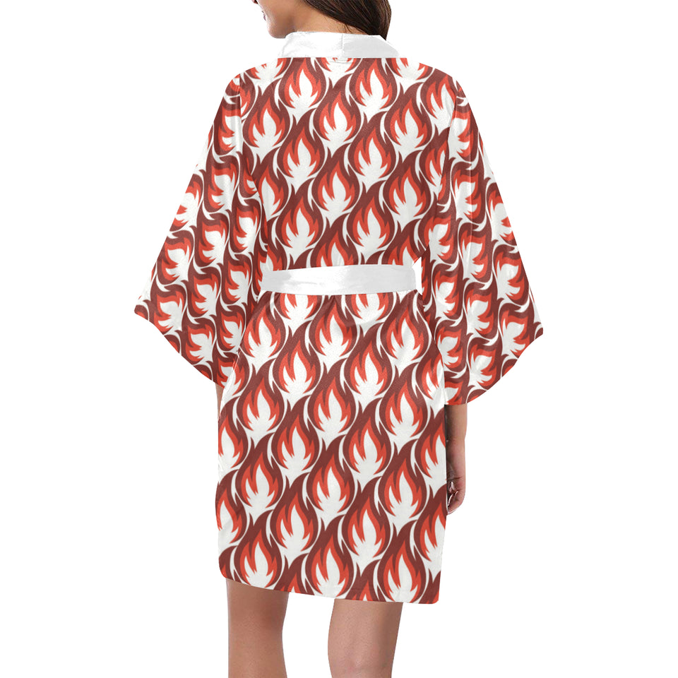 Fire flame symbol design pattern Women's Short Kimono Robe