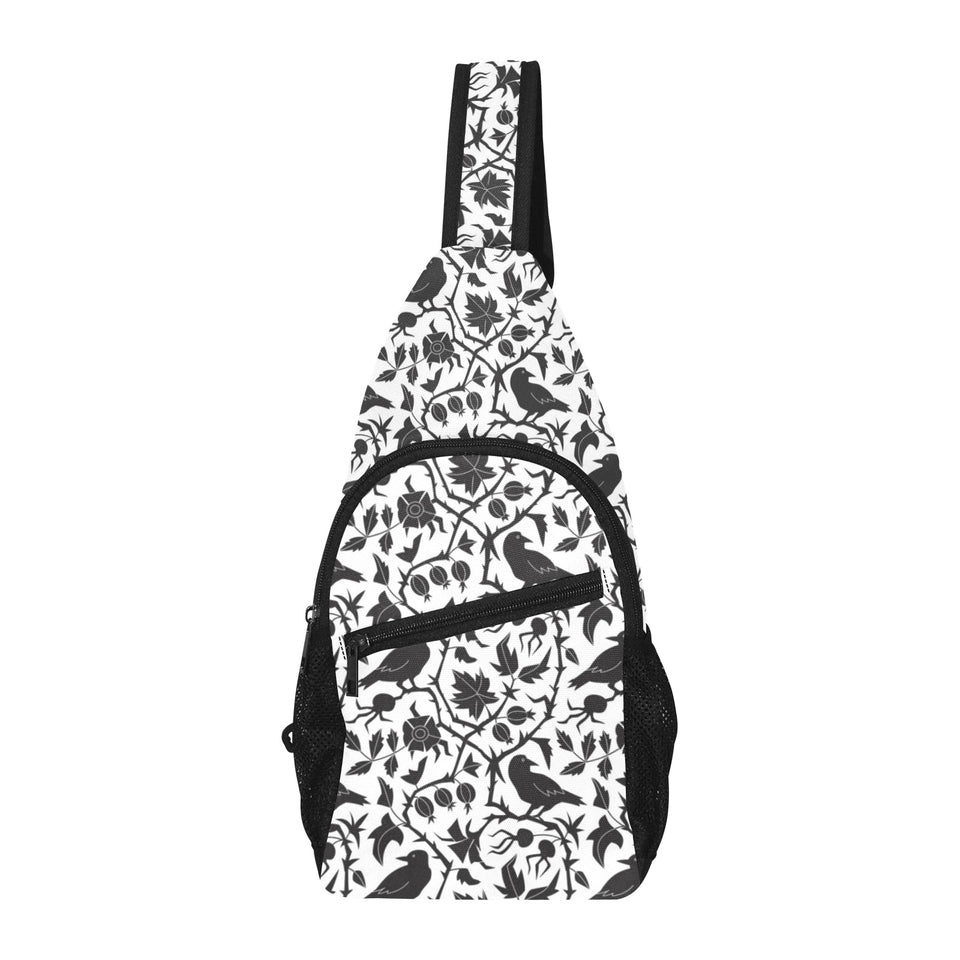 Crow dark floral pattern All Over Print Chest Bag
