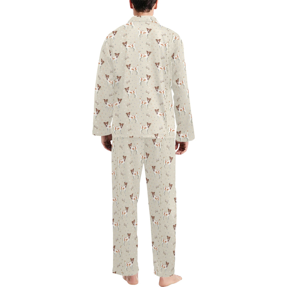 Jack Russel Pattern Print Design 02 Men's Long Pajama Set