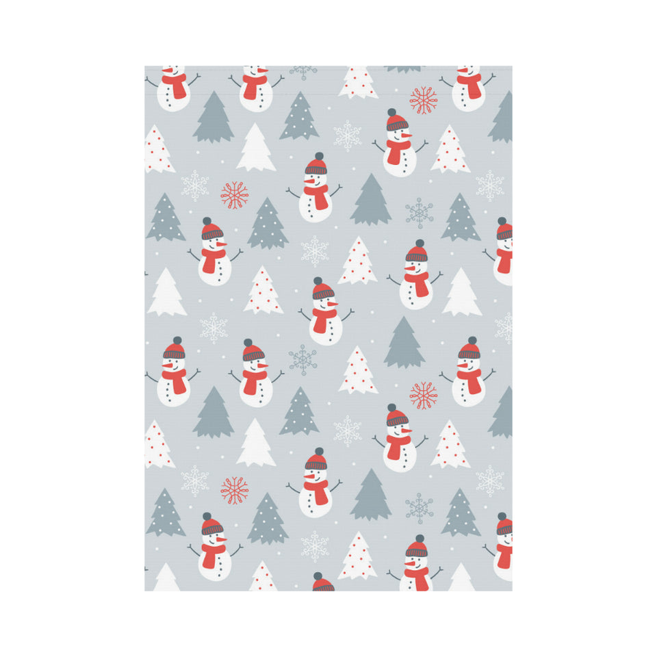 Snowman christmas tree snow gray background House Flag Garden Flag