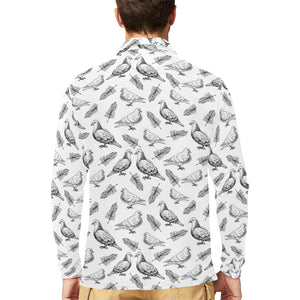 Pigeon Pattern Print Design 05 Men's Long Sleeve Polo Shirt