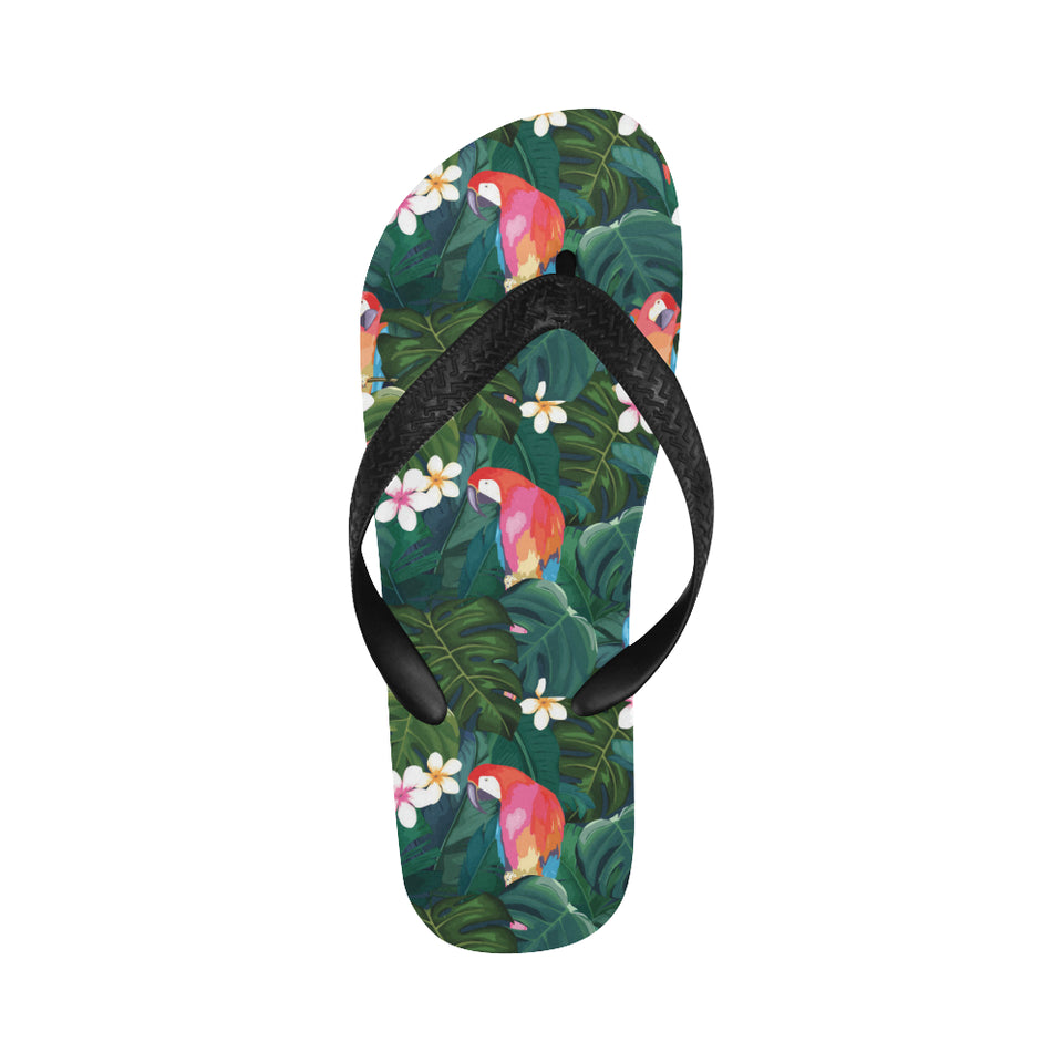Parrot Palm tree leaves flower hibiscus pattern Unisex Flip Flops