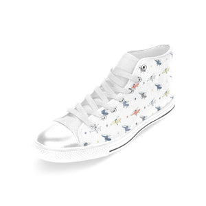 Cute helicopter star pattern Women's High Top Canvas Shoes White