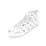 Cute helicopter star pattern Women's High Top Canvas Shoes White