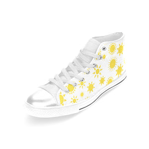Sun pattern Women's High Top Canvas Shoes White